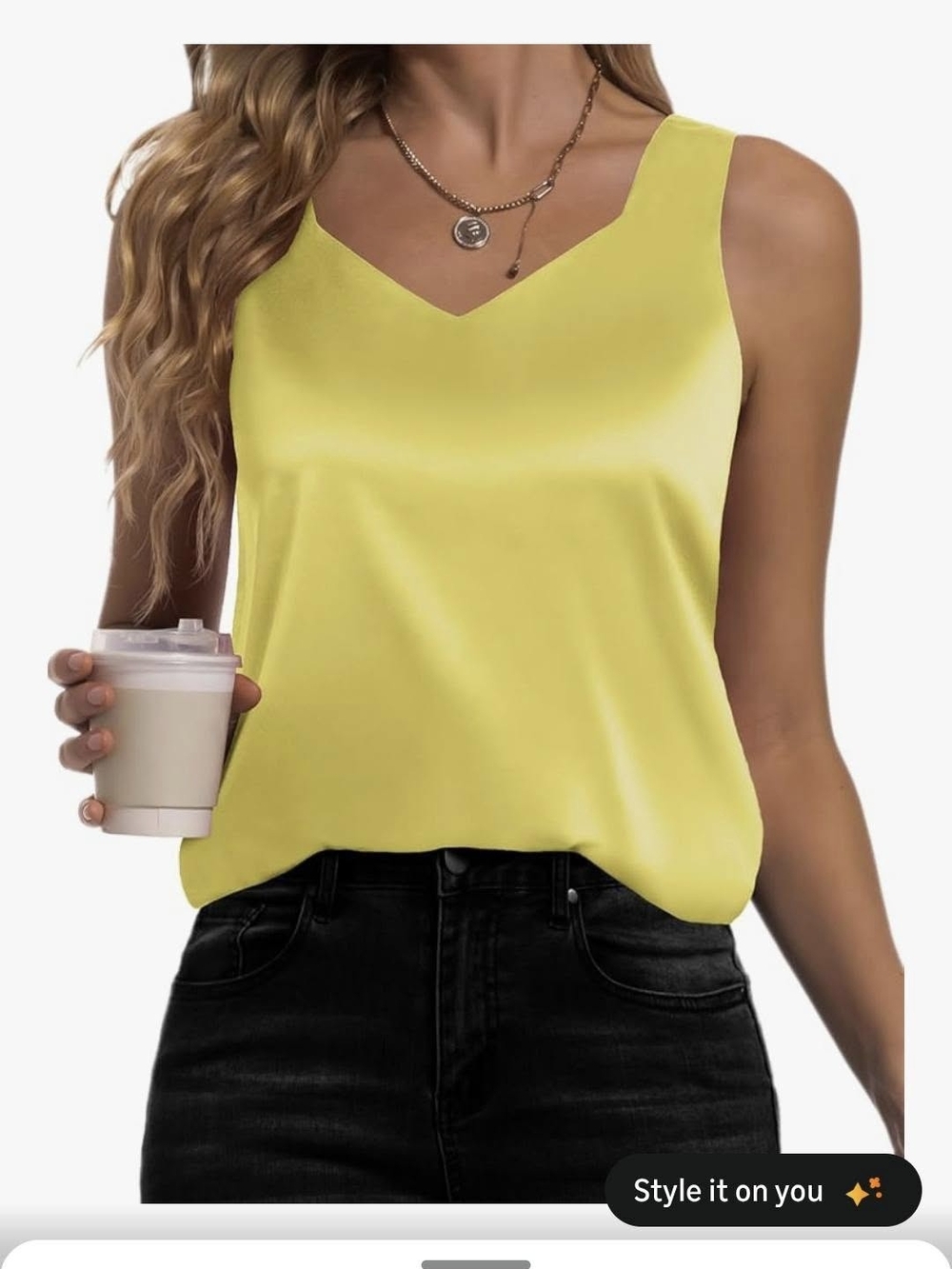 Yellow V-Neck Satin Blouse